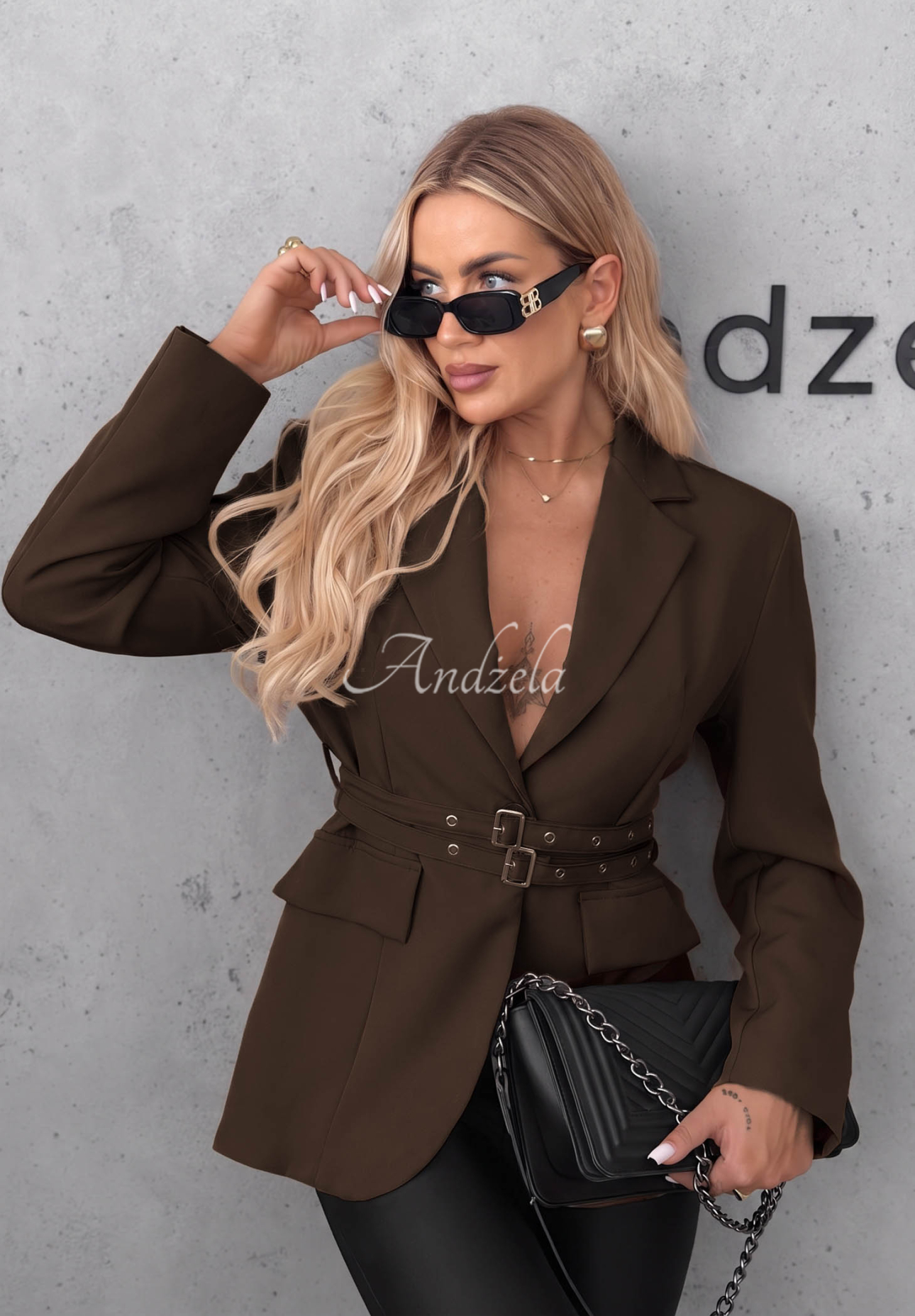 Sacou clasic cu curele Bella Chic