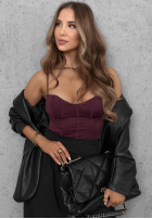 Krótki gorsetowy Top  na ramiączkach Night Romance ciocolatiu