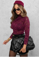 Koronkowa Bluză lonsleeve Forbidden Kiss mov afină