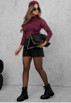 Koronkowa Bluză lonsleeve Forbidden Kiss mov afină