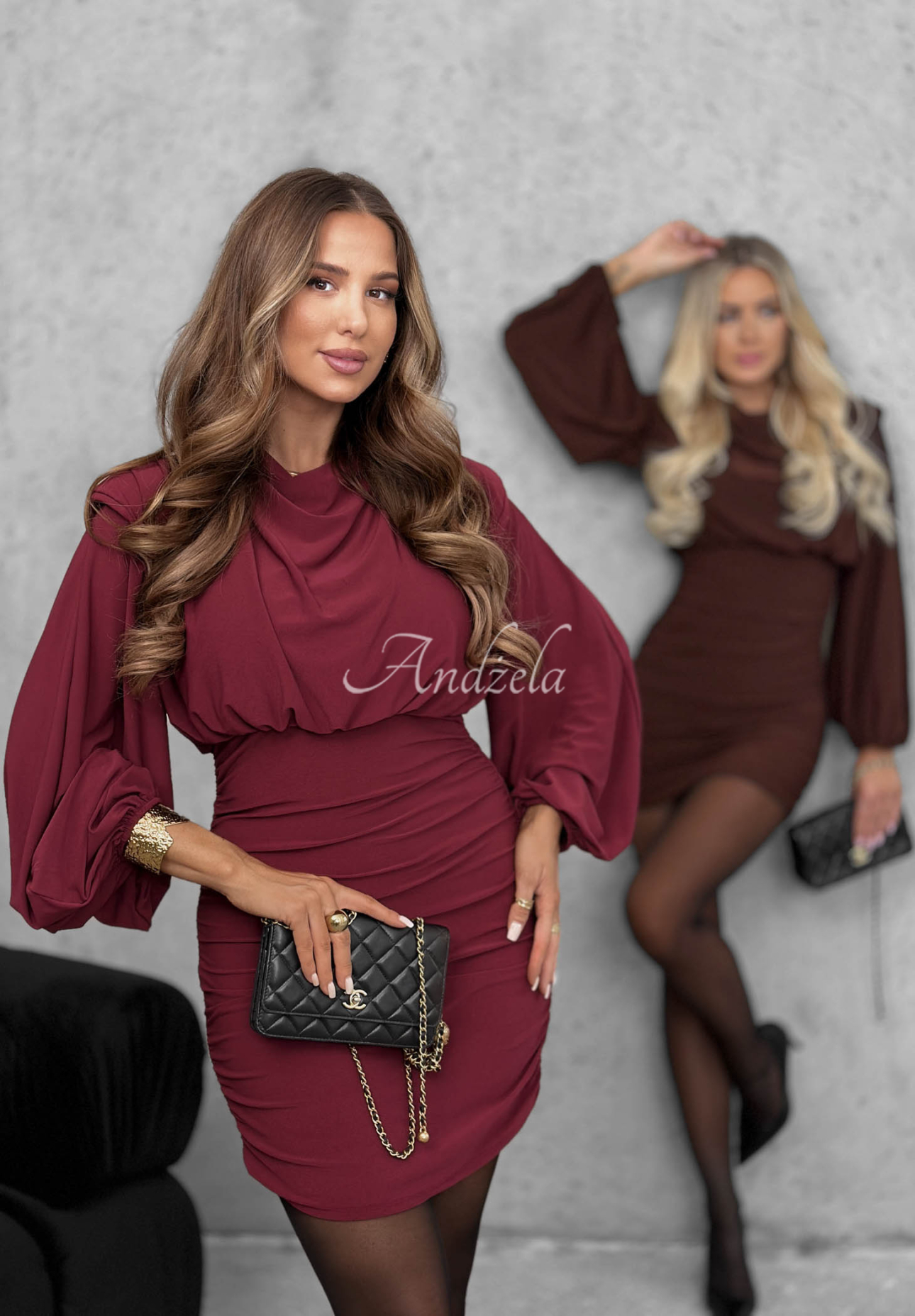 Rochie cu pliuri și pernițe la umeri Maybe Next Time