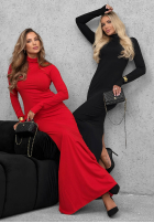 Dopasowana Rochie z golfem i rozcięciem Red Carpet negru