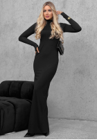 Dopasowana Rochie z golfem i rozcięciem Red Carpet negru