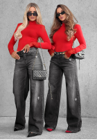 Pantaloni din denim z przetarciami Don't Touch gri
