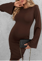 Rochie z rękawami dzwonek i ściągaczami Dancing Alone ciocolatie