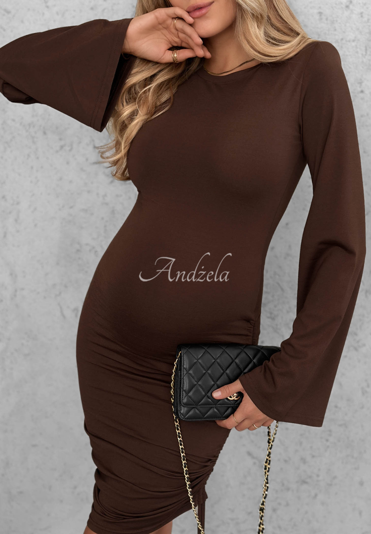 Rochie din viscoză cu mâneci evazate și benzi de ajustare Dancing Alone