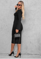 Rochie longsleeve dzwonek Champagne Nights negru