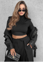 din material textil Pantaloni wide leg z zakładkami Cloudy Elegance ciocolatii