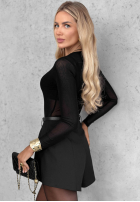 Błyszczące body longsleeve Little Shimmer negre