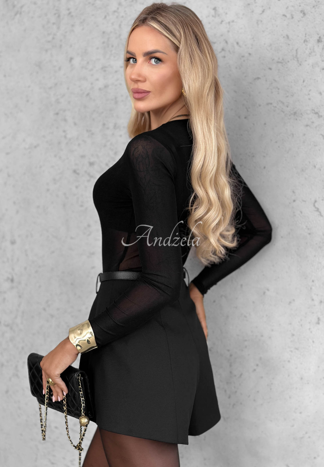 Body mulat cu mâneci lungi din plasă Little Shimmer