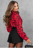Cămașă z wiązaniem cu model tip panteră First Impression roșie