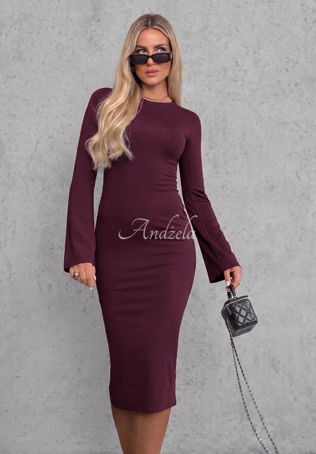 Rochie din viscoză cu m&acirc;neci lungi evazate Champagne Nights