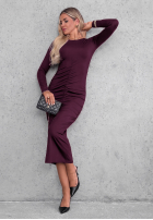 Rochie longsleeve z marszczeniem  Camera Ready ciocolatie