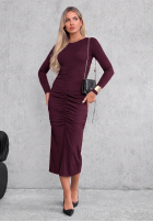 Rochie longsleeve z marszczeniem  Camera Ready ciocolatie