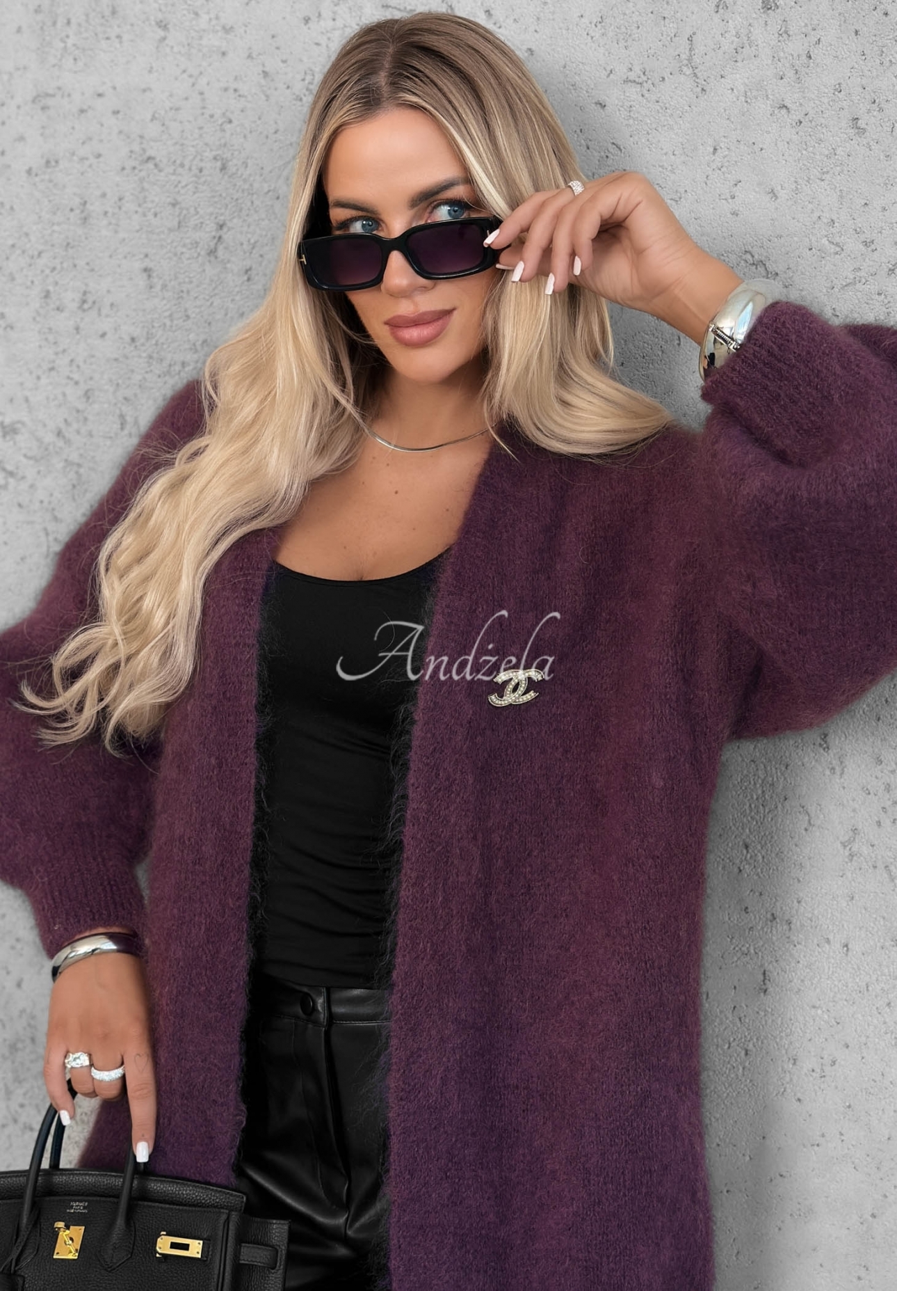 Cardigan lung din mohair Honey Weather