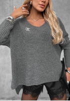 Asymetryczny Pulover oversize Amber Knit mokka