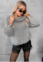 Miękki Pulover oversize z golfem Lovely Cute roșu