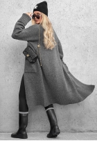 Cardigan lung oversize cu buzunare Marbelio