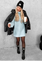 Miękki Pulover oversize z golfem Cozy Babe czekoladowo-Alb