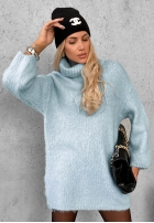 Miękki Pulover oversize z golfem Cozy Babe czekoladowo-Alb