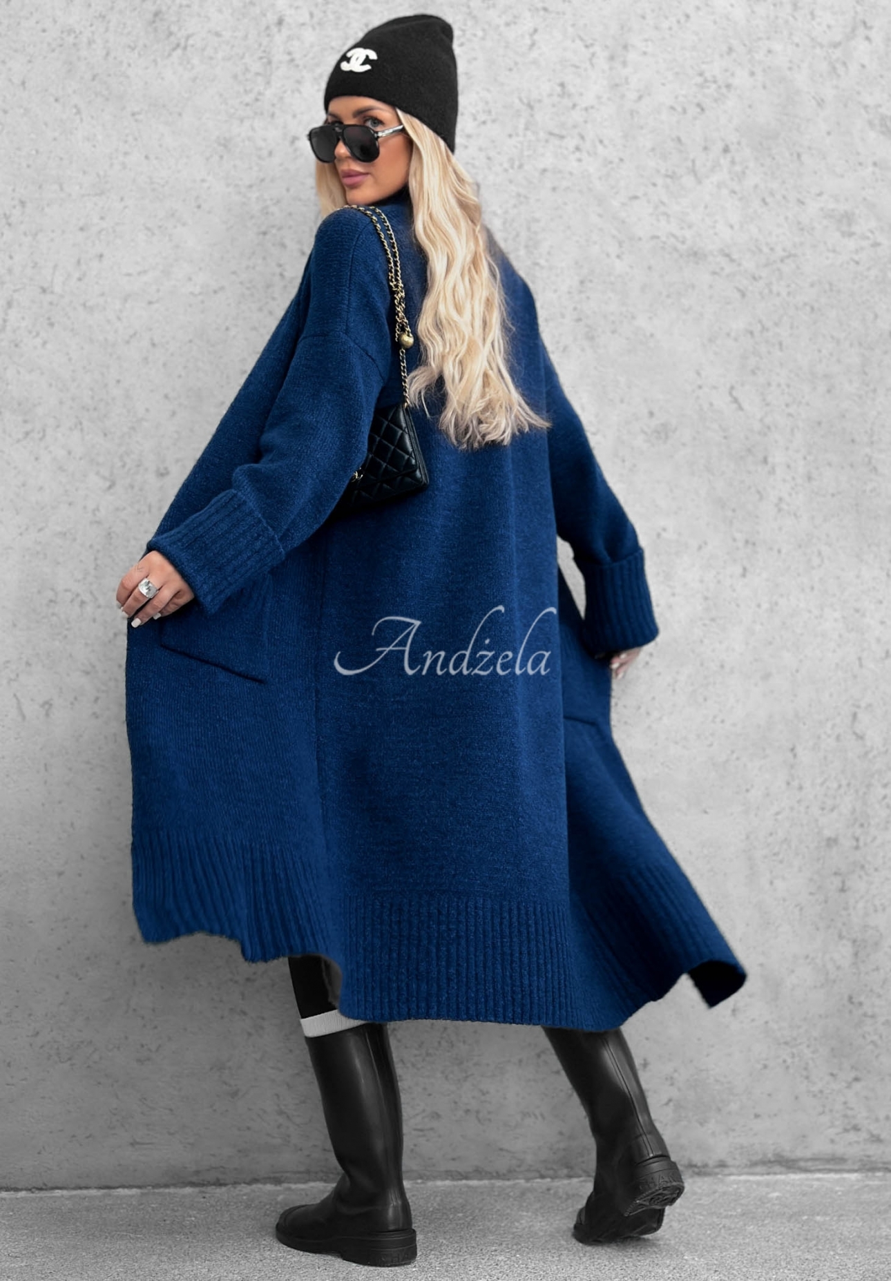 Cardigan lung oversize cu buzunare Marbelio