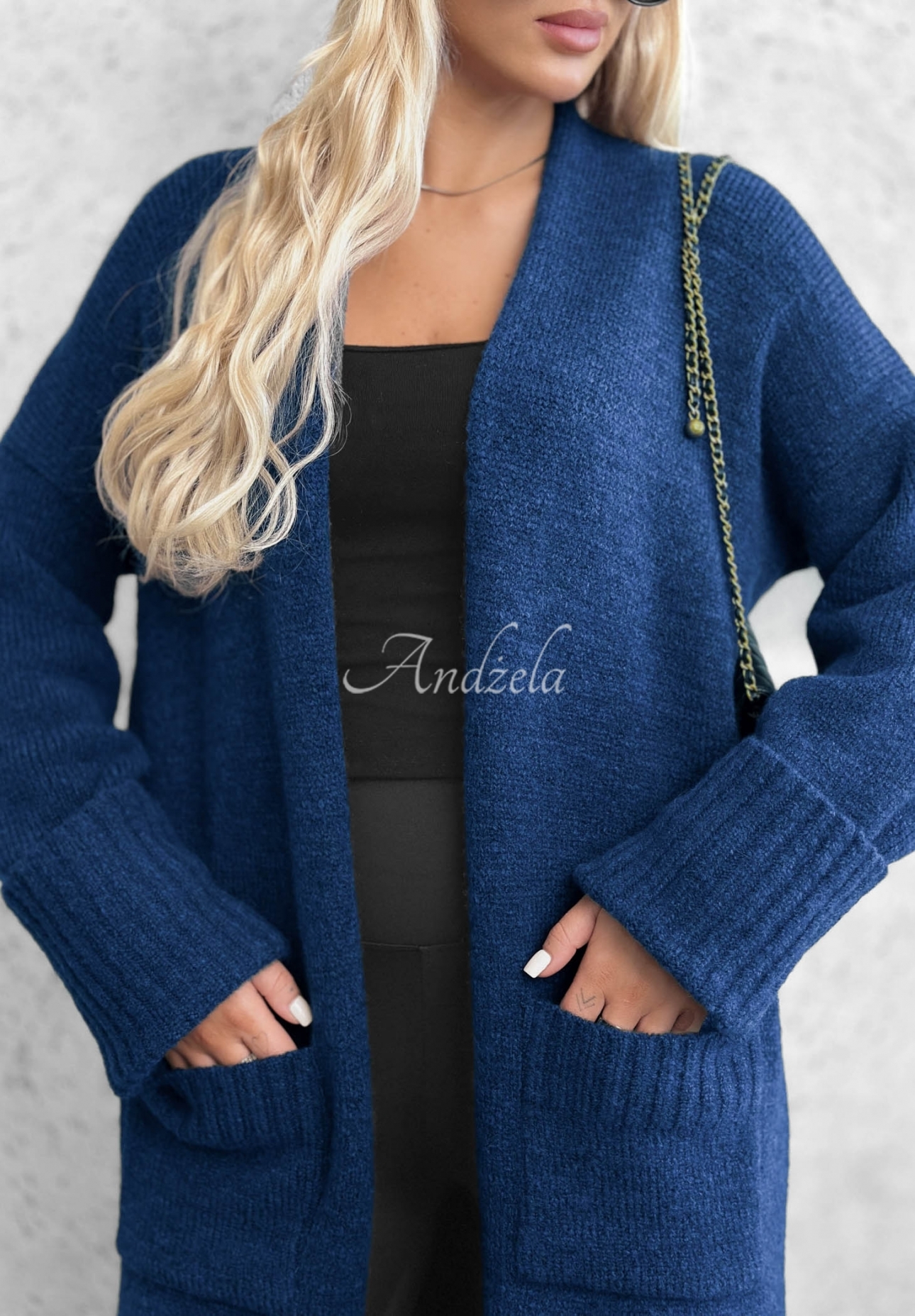 Cardigan lung oversize cu buzunare Marbelio