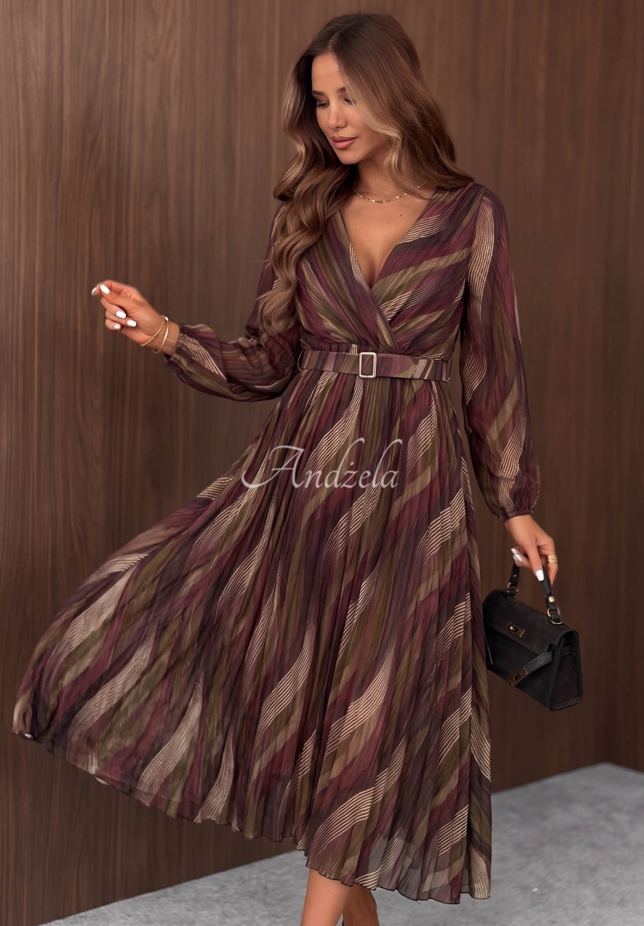 Rochie midi cu imprimeu și curea Quiet Romance
