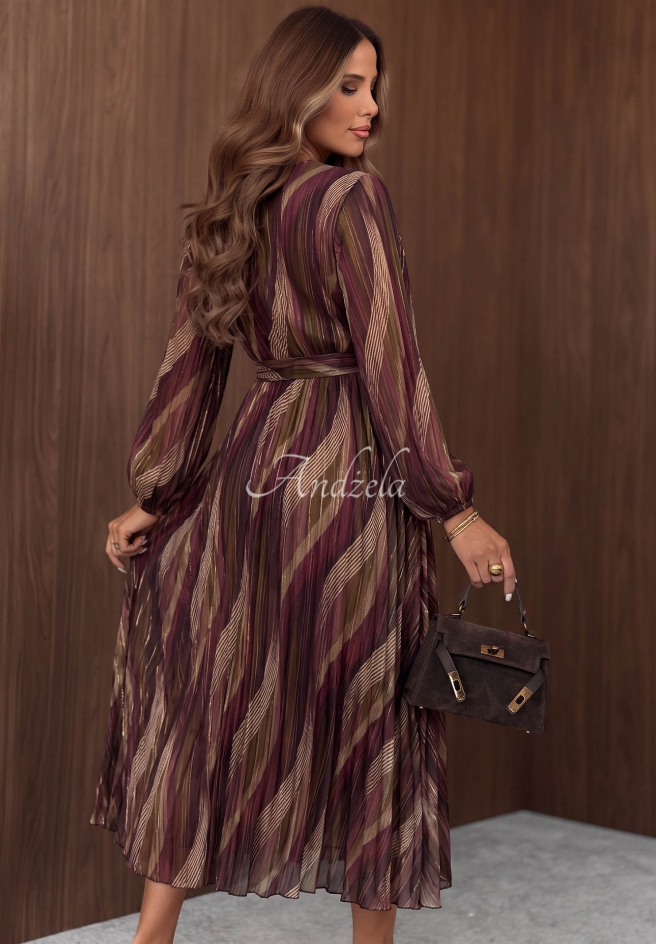 Rochie midi cu imprimeu și curea Quiet Romance
