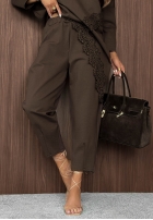 din material textil Pantaloni balloon z gumką taliei Rainy Saturday ciocolatii