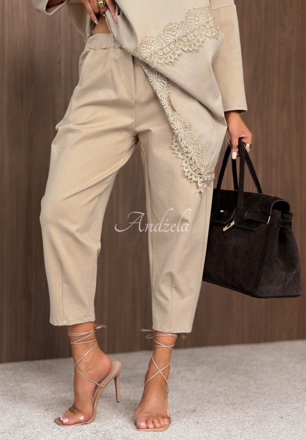 Pantaloni balloon din viscoză cu bandă elastică &icirc;n talie Rainy Saturday