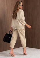 din material textil Pantaloni balloon z gumką taliei Rainy Saturday ciocolatii