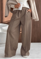 din material textil Pantaloni wide leg z przeszyciami Warm Coffee gri