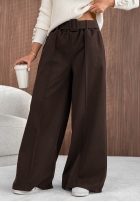 din material textil Pantaloni wide leg z przeszyciami Warm Coffee gri
