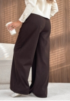 din material textil Pantaloni wide leg z przeszyciami Warm Coffee gri