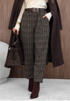 din material textil Pantaloni w kratę z paskiem Make Moves ciocolatii