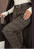 din material textil Pantaloni w kratę z paskiem Make Moves ciocolatii