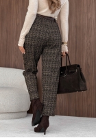 din material textil Pantaloni w kratę z paskiem Make Moves ciocolatii