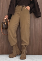 zamszowe Pantaloni mom fit z paskiem Lucky Fall ciocolatii