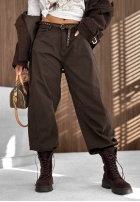 Pantaloni din denim banana z paskiem Be Myself ciocolatii
