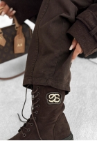 Pantaloni din denim banana z paskiem Be Myself ciocolatii