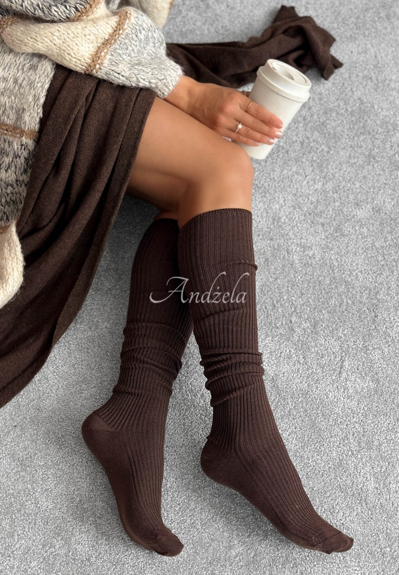Șosete peste genunchi reiate cu lână merinos Pretty Legs