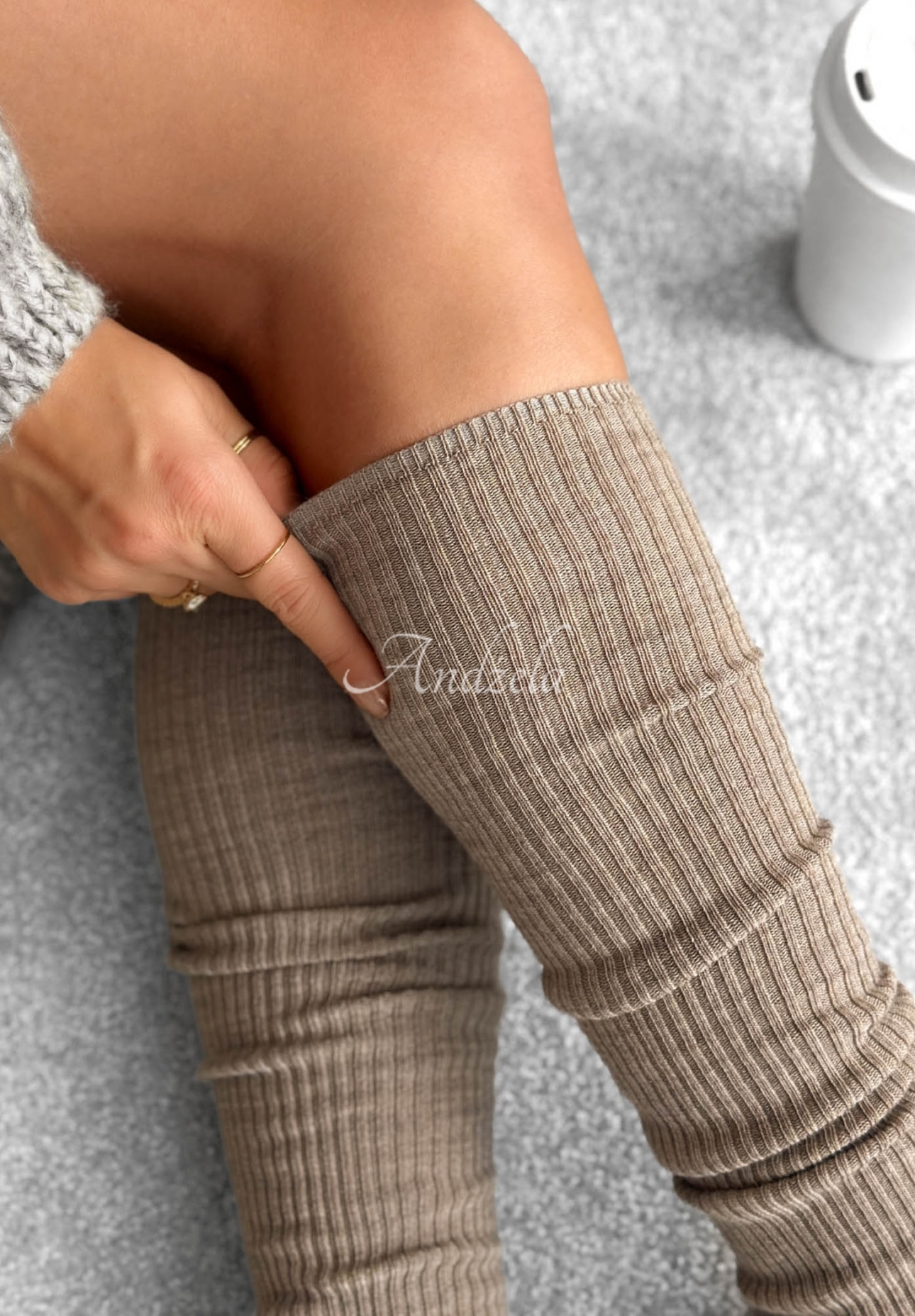 Șosete peste genunchi reiate cu lână merinos Pretty Legs