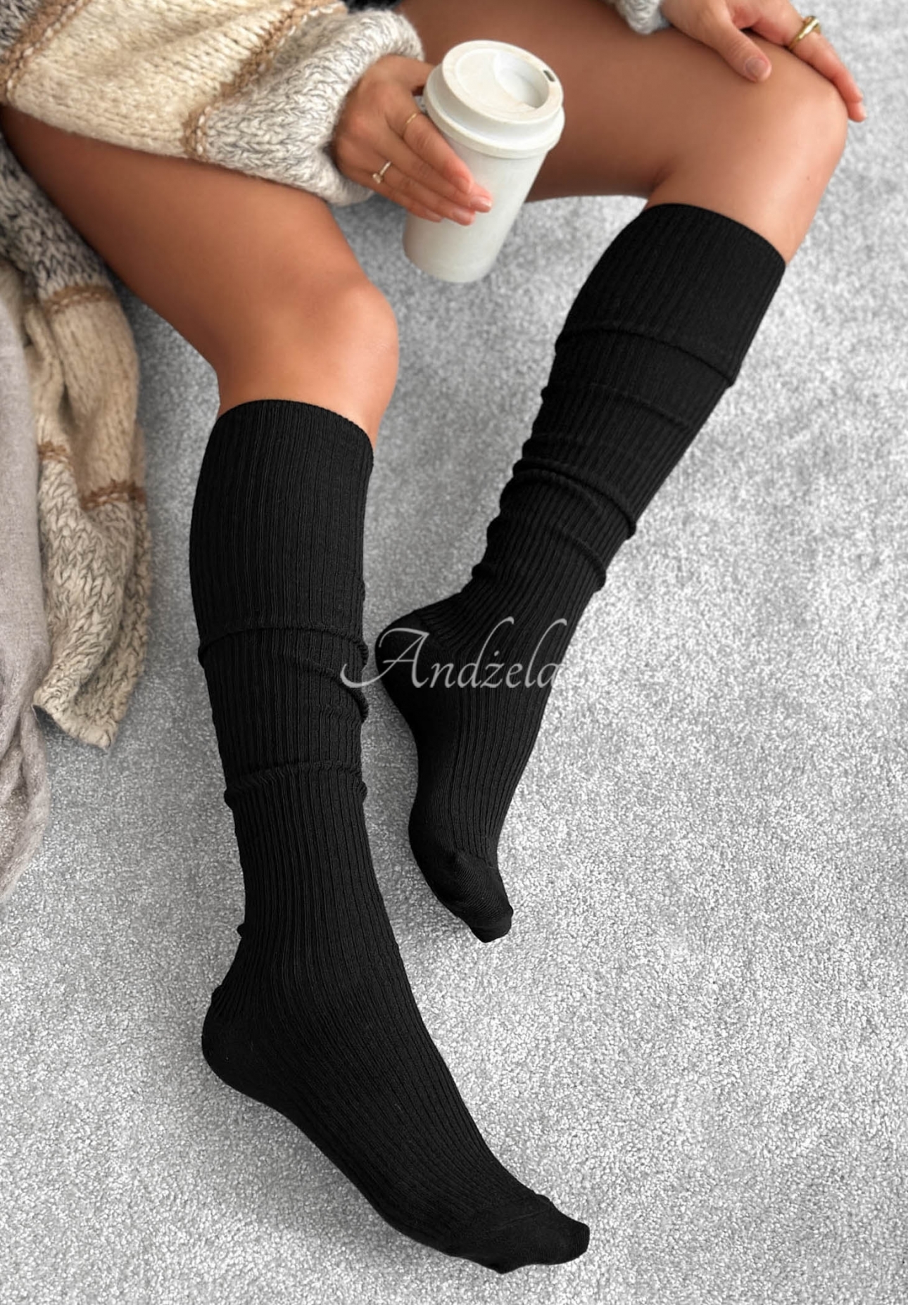 Șosete peste genunchi reiate cu lână merinos Pretty Legs
