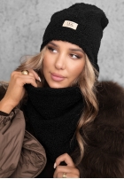 Compleu Căciulă i szalik z kożuszkiem Winter Lady negru