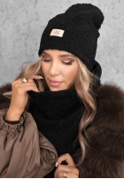Compleu Căciulă i szalik z kożuszkiem Winter Lady negru