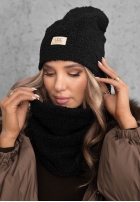 Compleu Căciulă i szalik z kożuszkiem Winter Lady negru