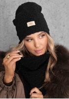 Compleu Căciulă i szalik z kożuszkiem Winter Lady negru