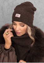 Compleu Căciulă i szalik z kożuszkiem Winter Lady negru