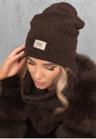 Compleu Căciulă i szalik z kożuszkiem Winter Lady negru