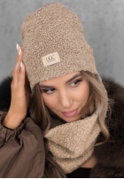 Compleu Căciulă i szalik z kożuszkiem Winter Lady negru